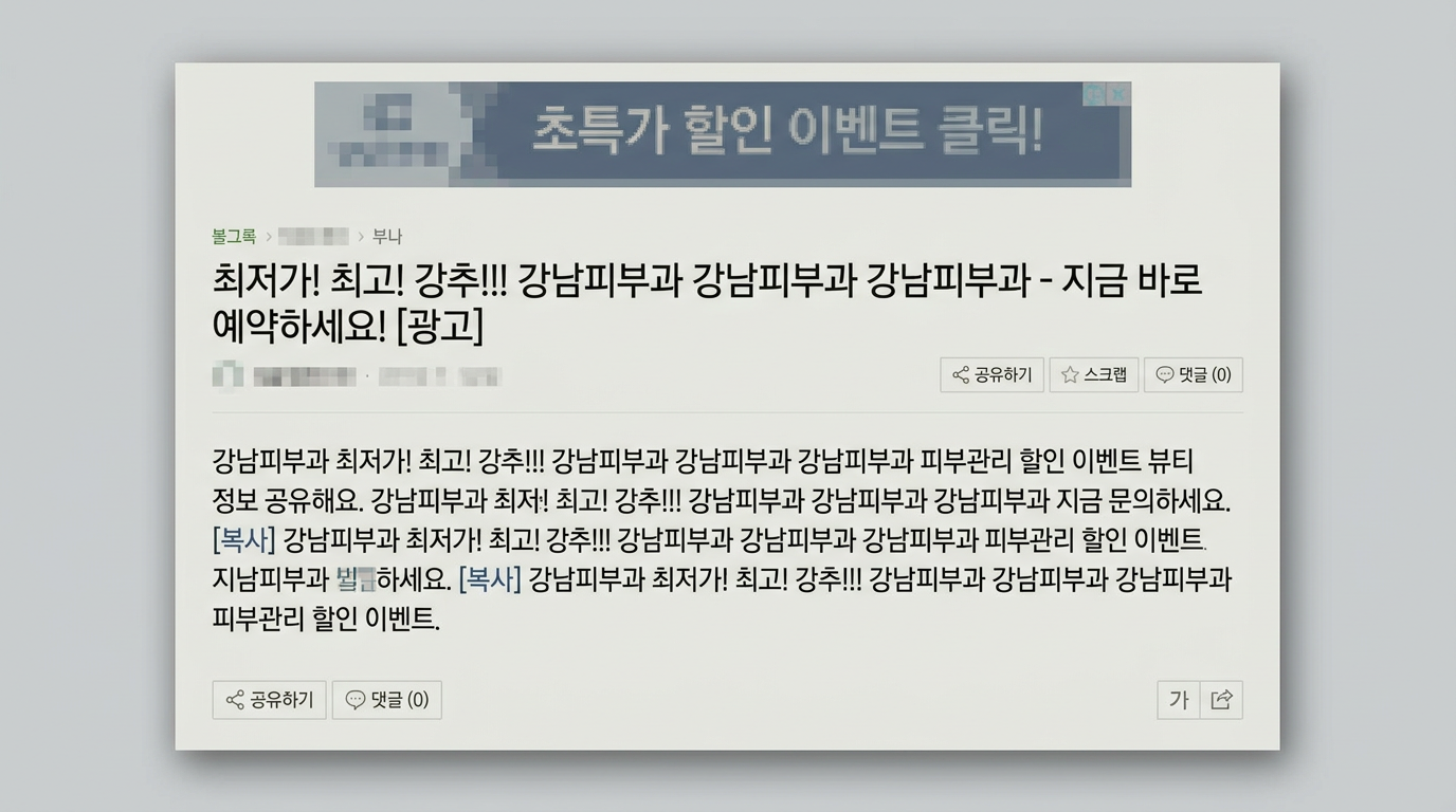 일반 콘텐츠 → 스팸 필터링으로 제외